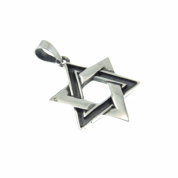 Solid 925 Sterling Silver Jewish Star of David / Bethlehem Hexagon Pendant - Picture 6 of 10
